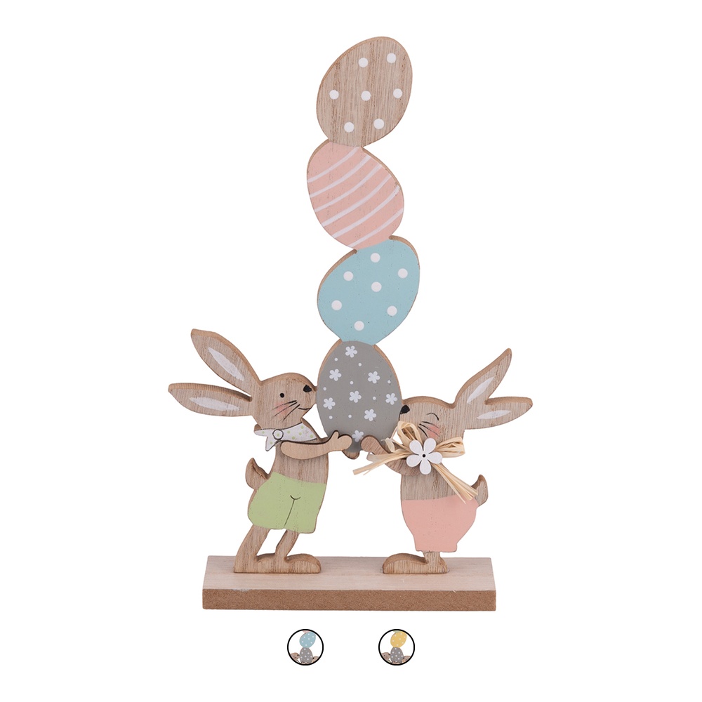 <p>Coniglietti pasquali decorativi con uova in legno, 15x4x23,5 cm, Easter Sibilla</p>
