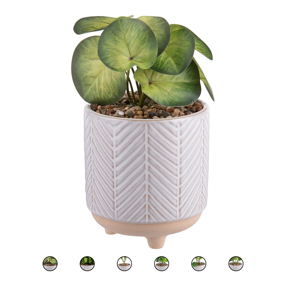 Piantina artificiale con vasetto in gres Ø 14xh. 34 cm, Sibilla