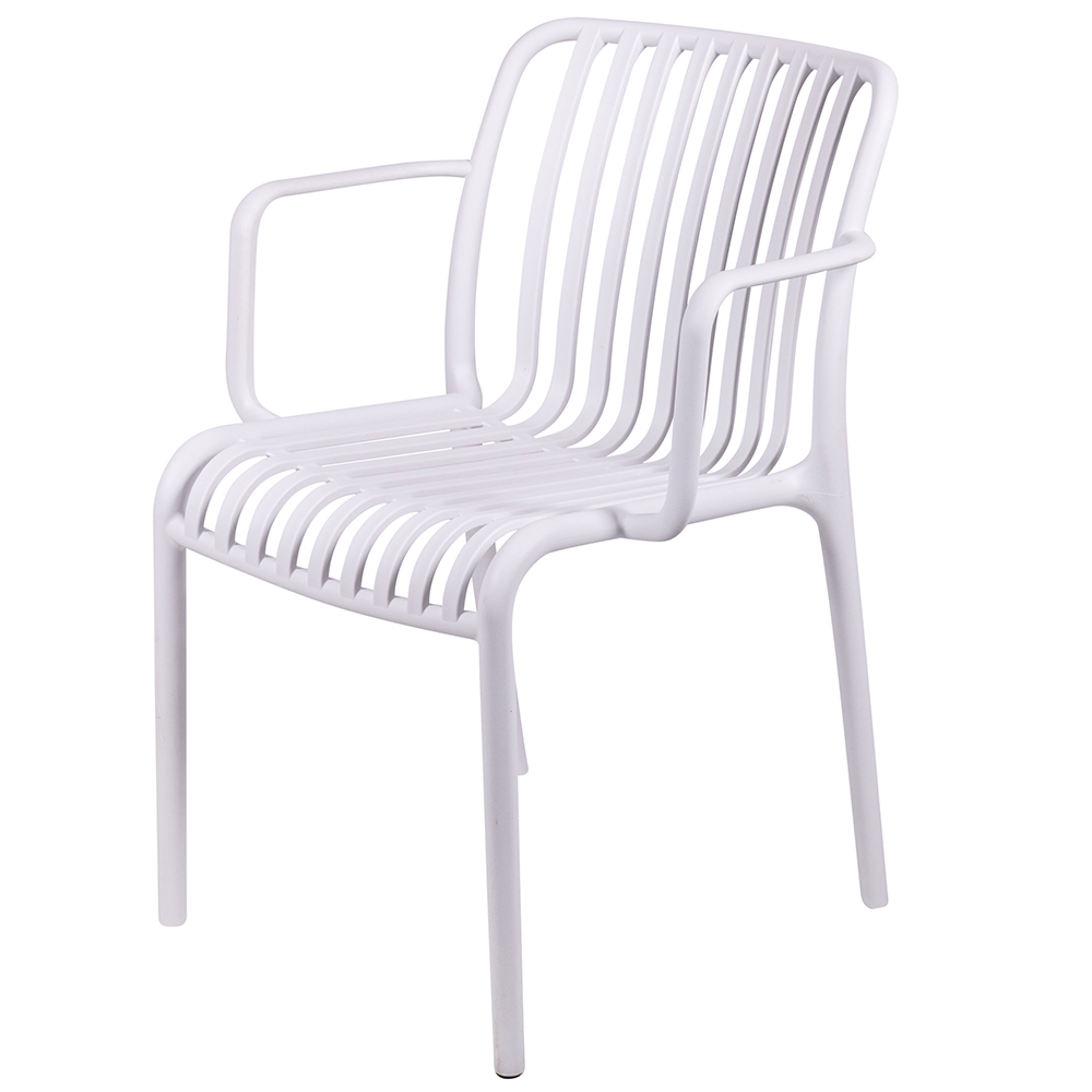 Sedia con braccioli in plastica pp, bianco, Paris Esté