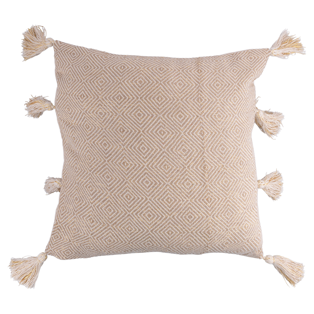 Cuscino arredo 45x45 cm con nappe laterali, beige, Goldie
