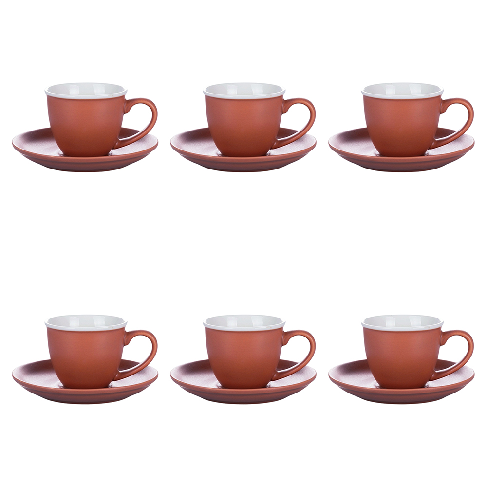 Set 6 tazzine caffè 100 ml con piattino, Dulce de leche, Forma