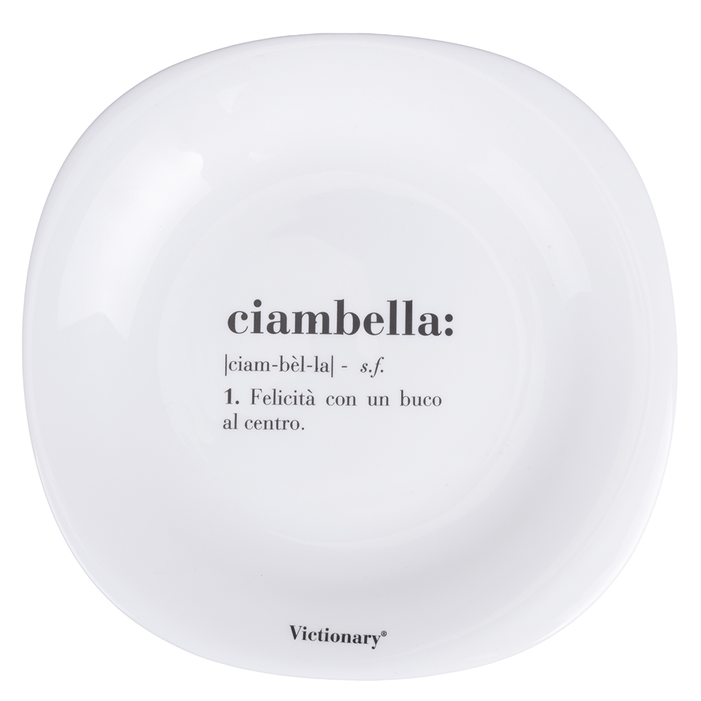 Piatto frutta quadrato in vetro opalino, bianco, Victionary Ciambella