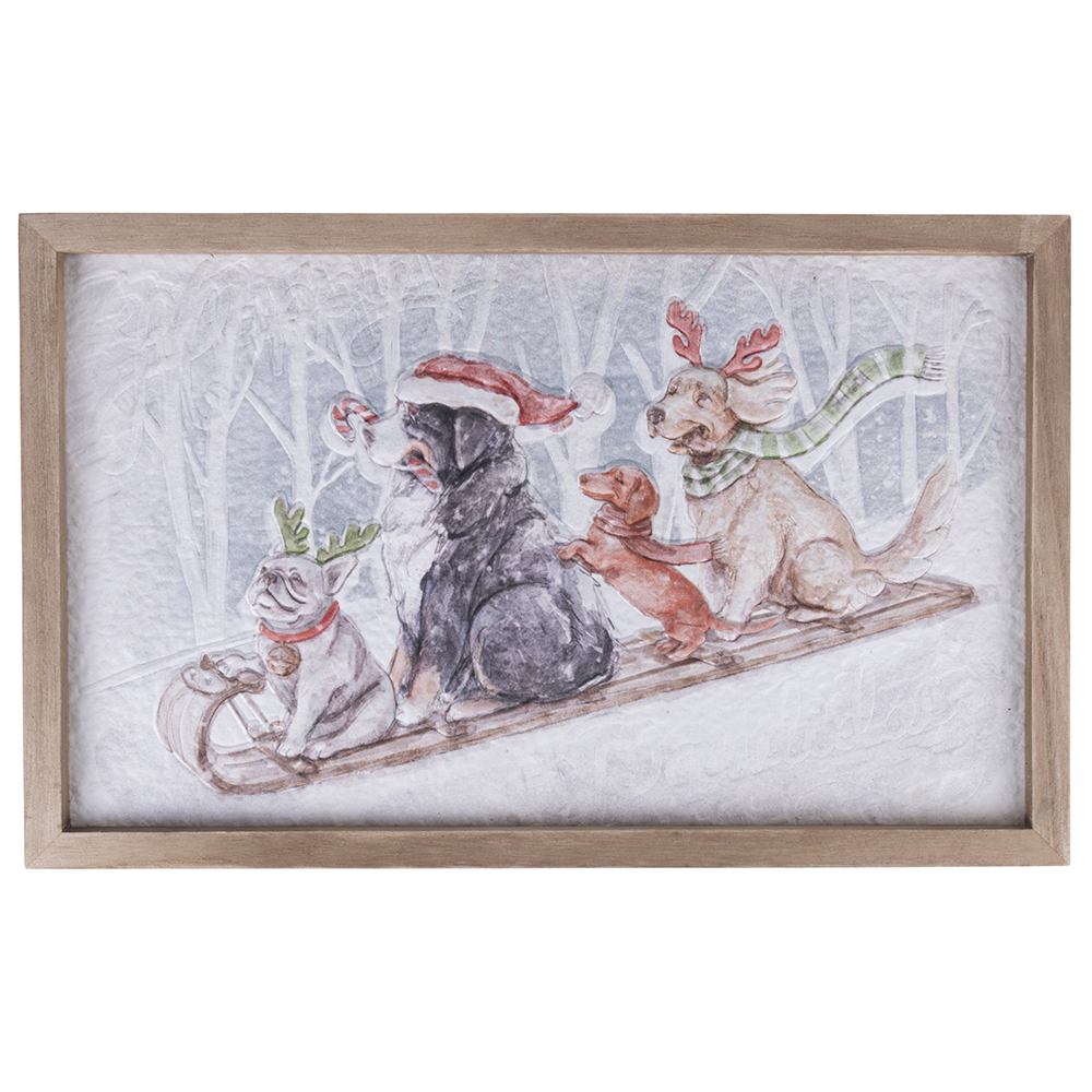 Quadro natalizio 40x25 cm, cornice in legno, XMas Vintage