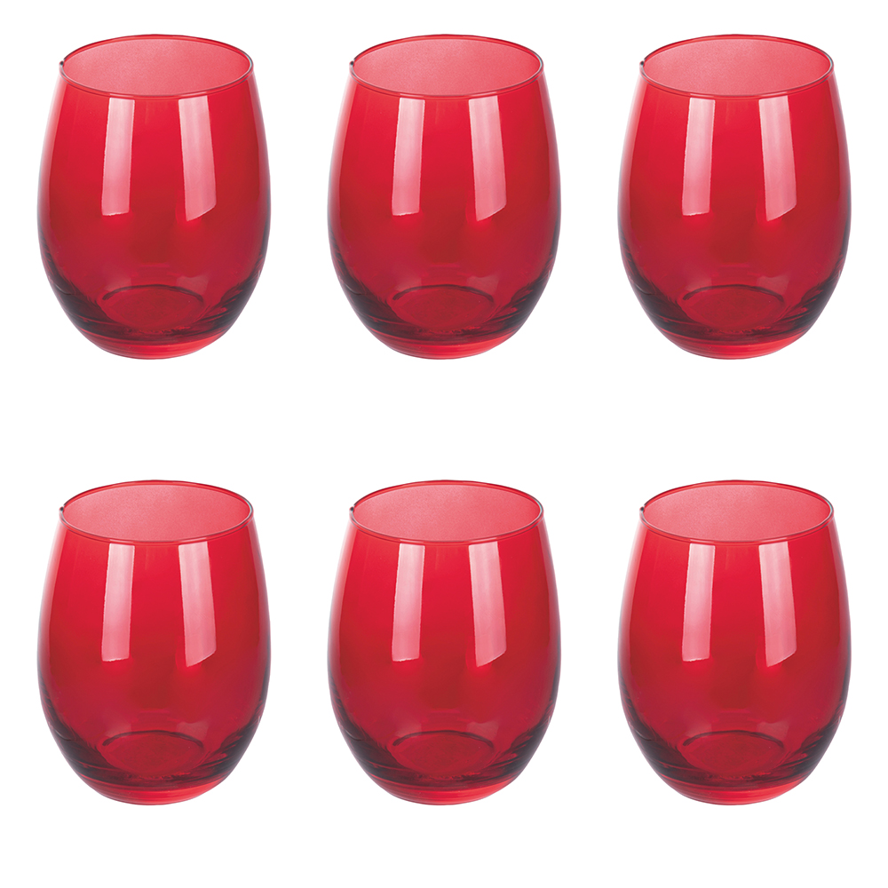 <p>Set 6 bicchieri acqua 550 ml, rosso, Luce Sibilla</p>