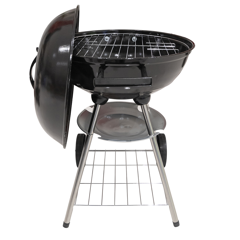 Barbecue con coperchio e ruote, nero, BestBQ