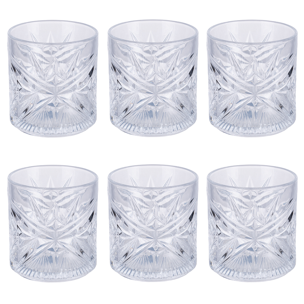 Set 6 bicchieri impilabili 375 ml, trasparente, Vintage