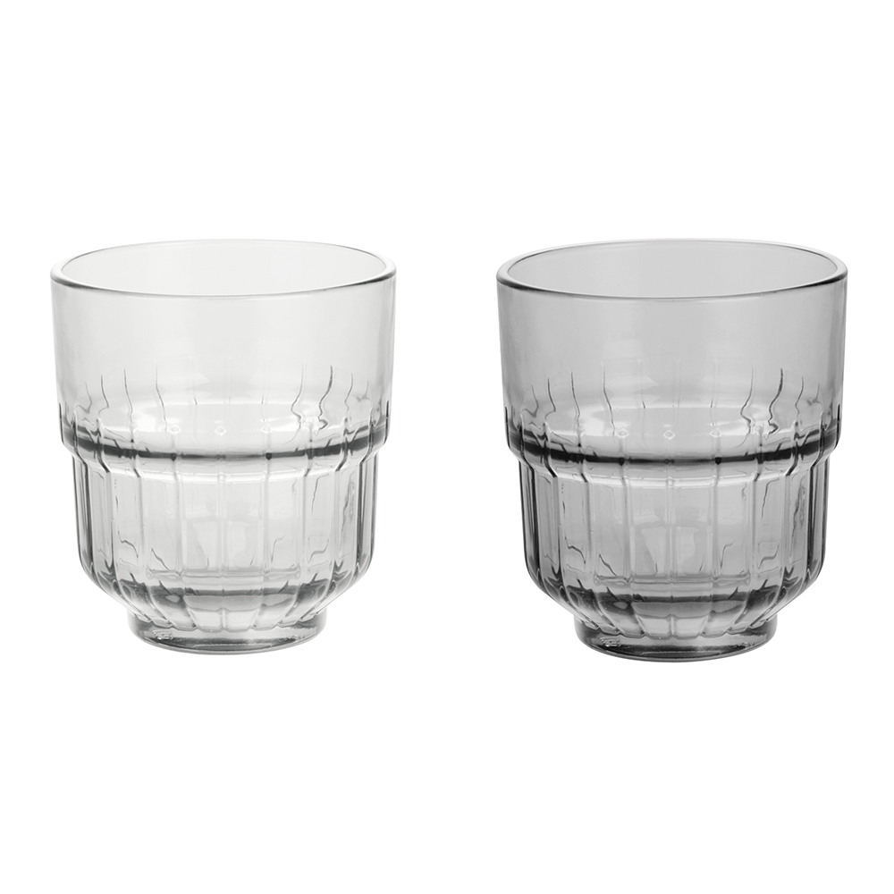 Set 2 bicchieri impilabili 340 ml, trasparente e fumé, Vertical Sibilla