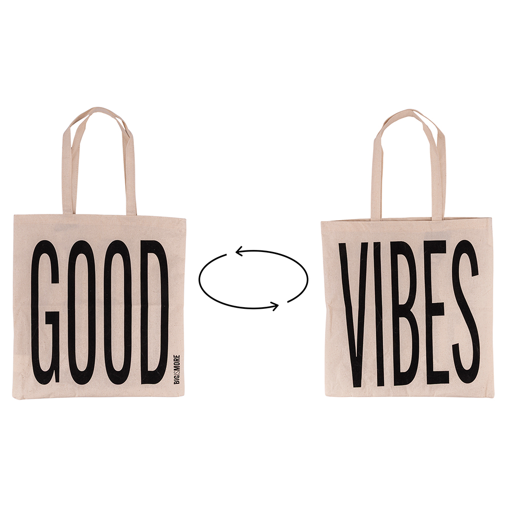 Shopping bag Good Vibes, in cotone, 40x42,5 cm, Bigismore