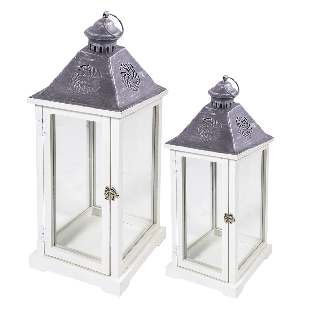 Set 2 lanterne decorative, grigio e antracite, Sibilla