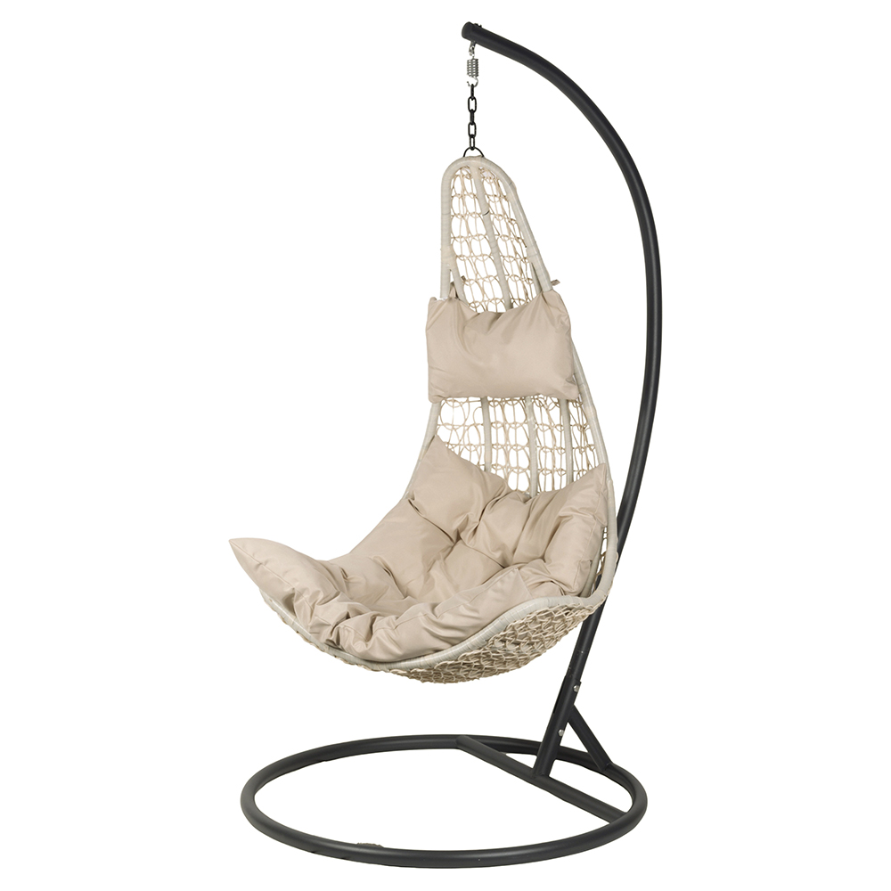 Sedia a dondolo/Ovetto con cuscino, ecru, Esté