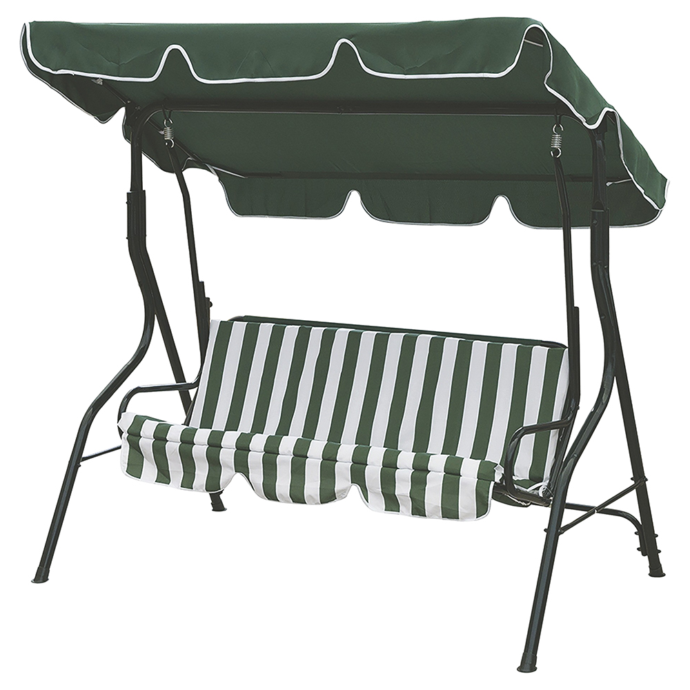 Dondolo da giardino 3 posti, tetto parasole, decoro righe, Esté