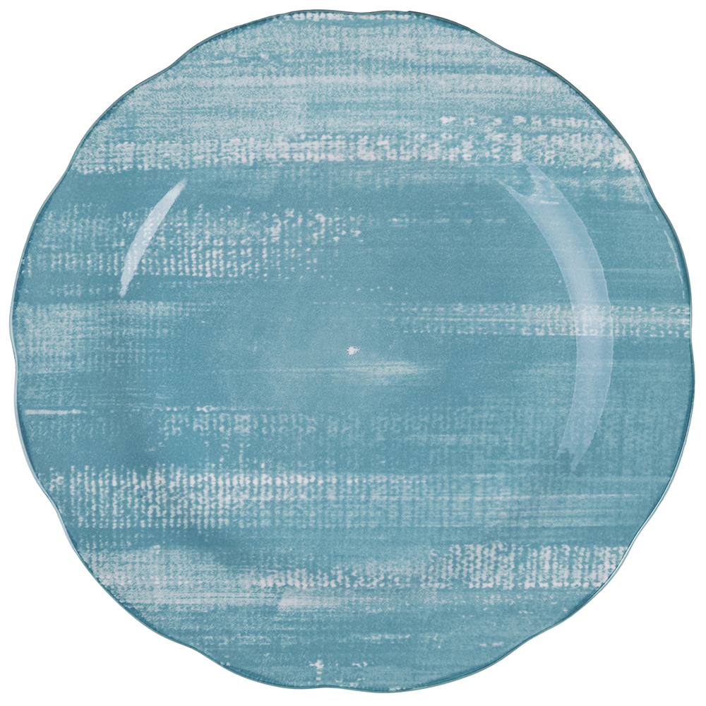 Piatto piano in porcellana, turchese, Versilia