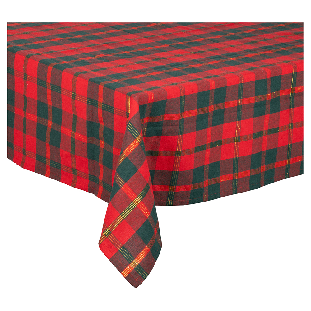 <p>Tovaglia natalizia tartan 140x300 cm, 12-14 posti tavola, Santa's House</p>