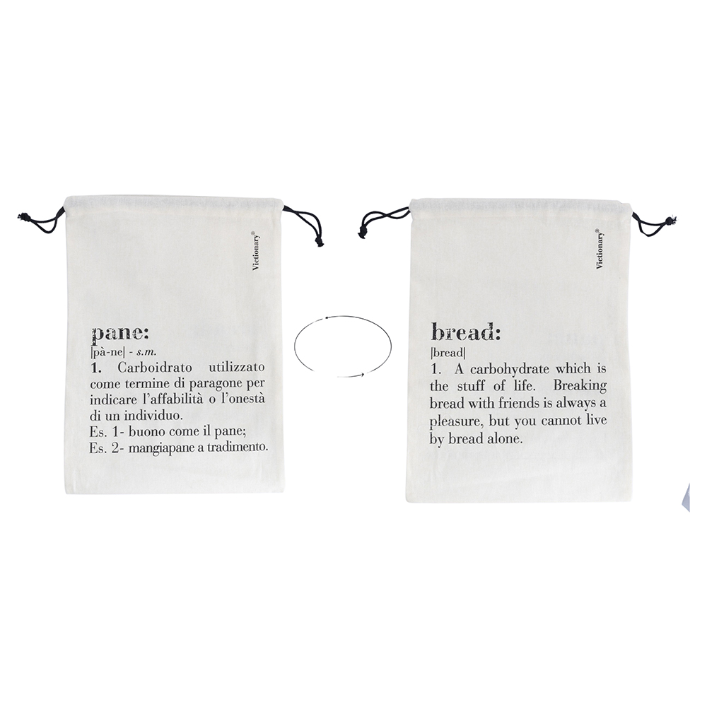 Sacchetto pane in cotone con laccetto, double face, avorio, Victionary