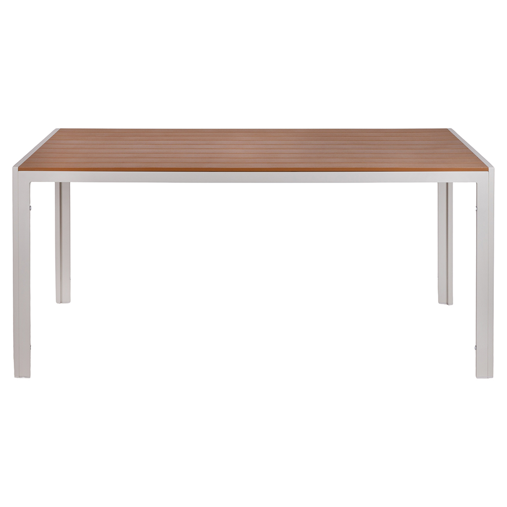 Tavolo da esterno 160x90 cm a doghe, bianco e natural, Amalfi Esté