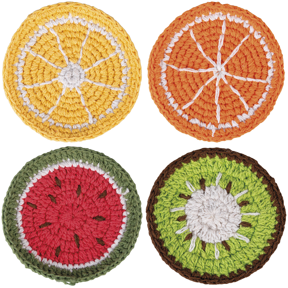 Sottobicchiere uncinetto, design frutta Ø10 cm, Fruit Life