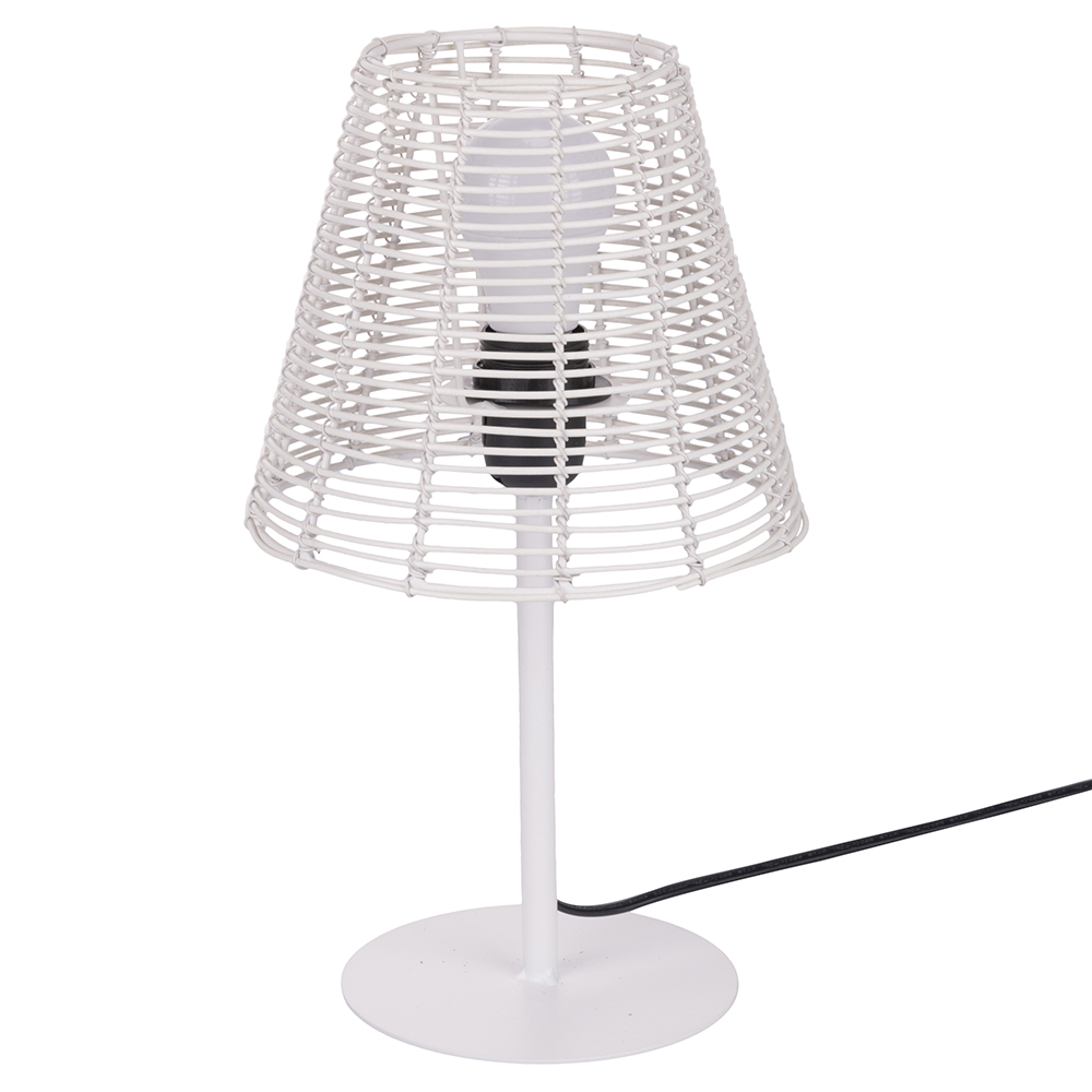 Lampada da tavolo effetto rattan, bianco, Sibilla