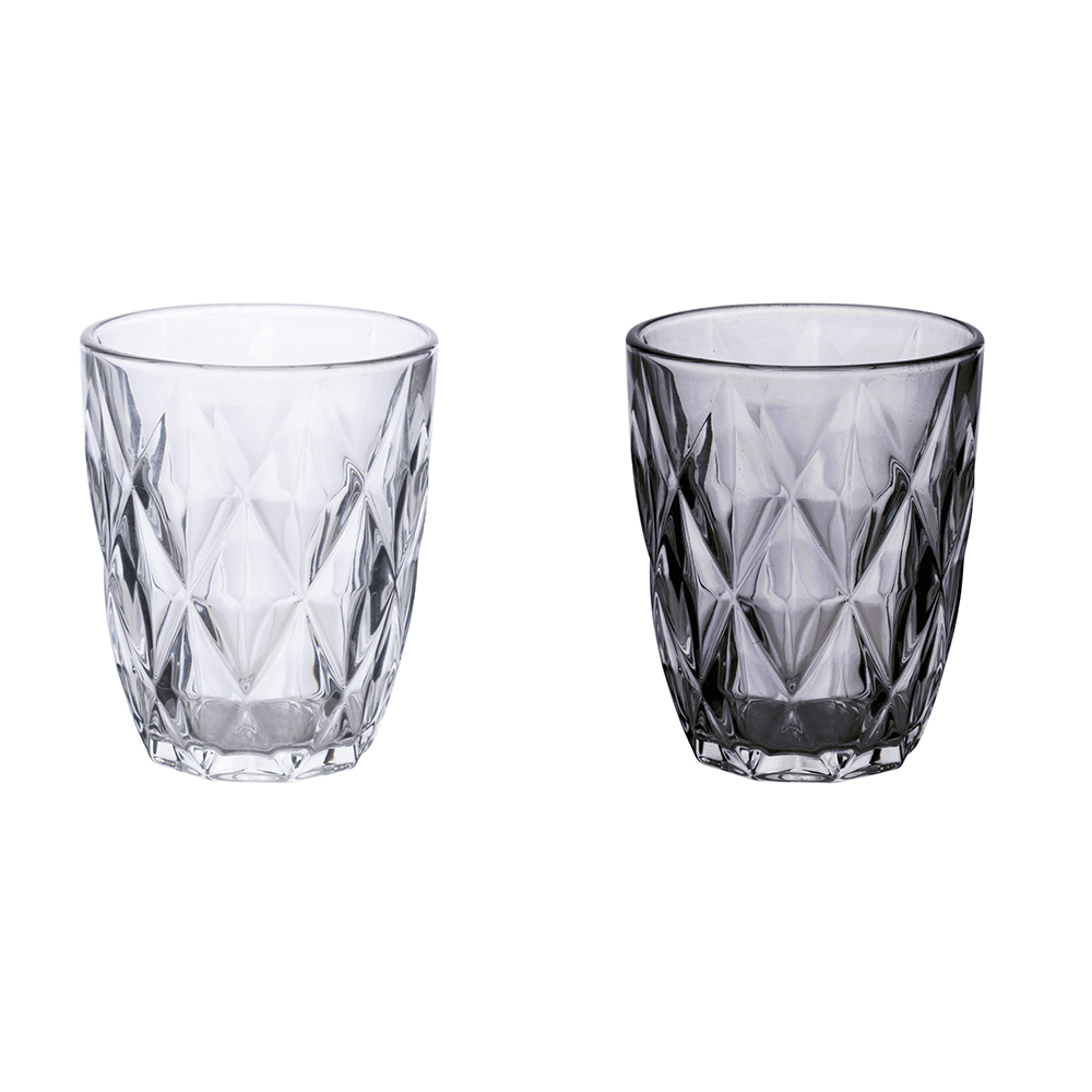 Set 2 bicchieri acqua 340 ml, trasparente e fumé, Celine Sibilla