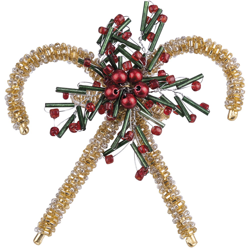 Anello porta tovagliolo, candy oro con perline, Xmas