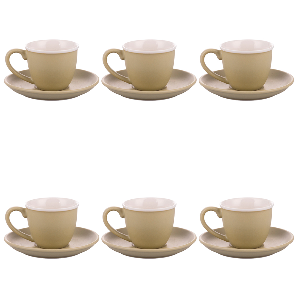 Set 6 tazzine caffè 100 ml con piattino, Cedro pedro, Forma