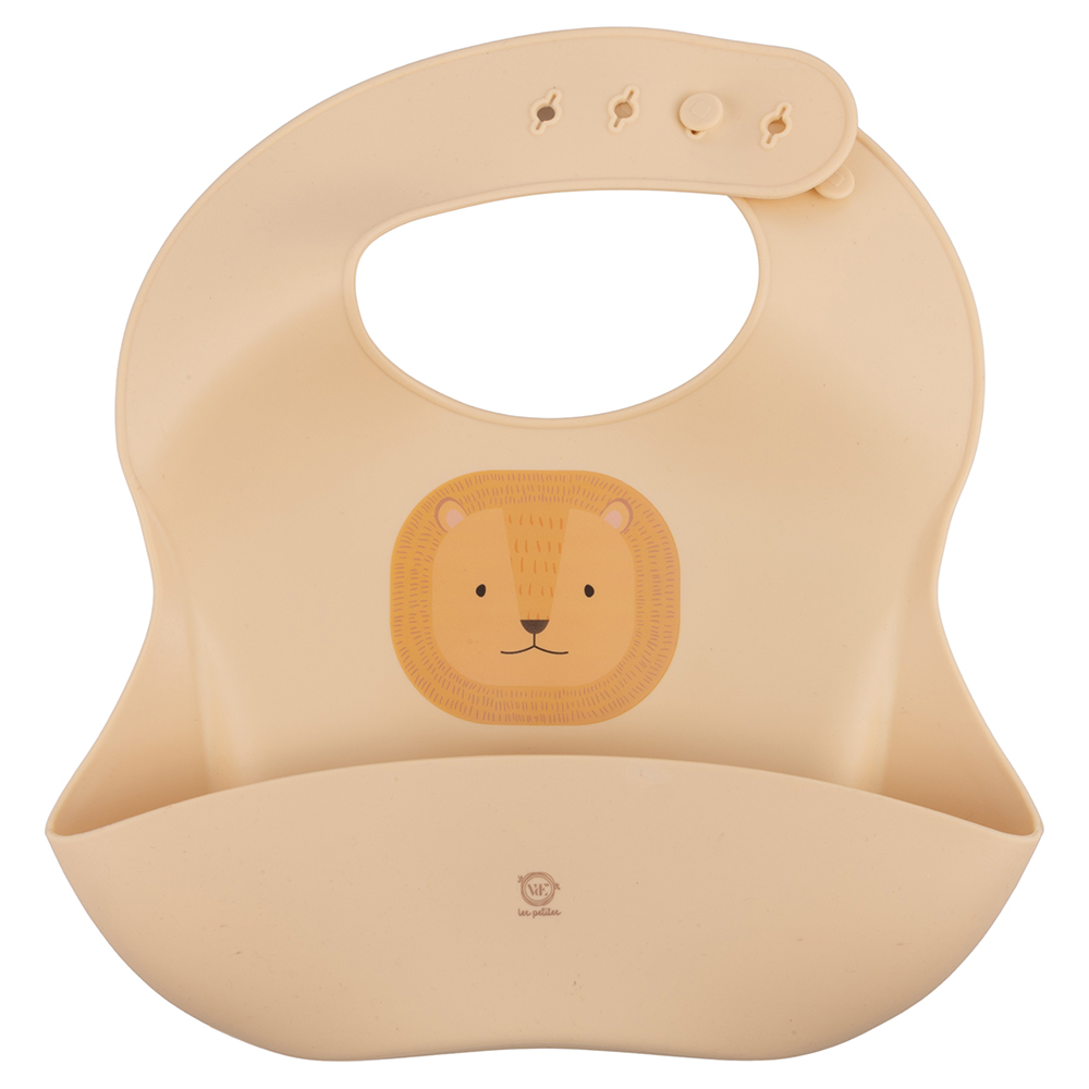 Bavaglino in silicone raccogli pappa, decoro leone, Les Petites Safari