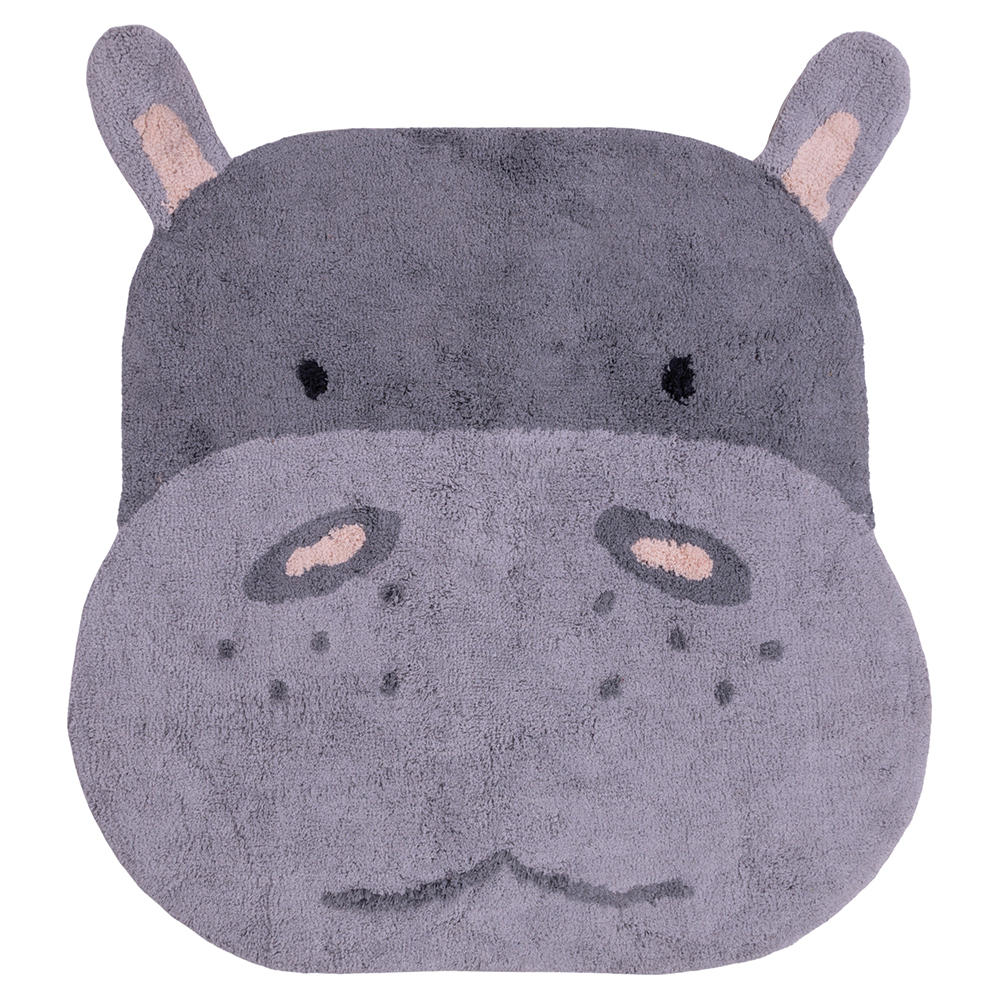 Tappeto tondo bambini 100 cm, design ippopotamo, Les Petites