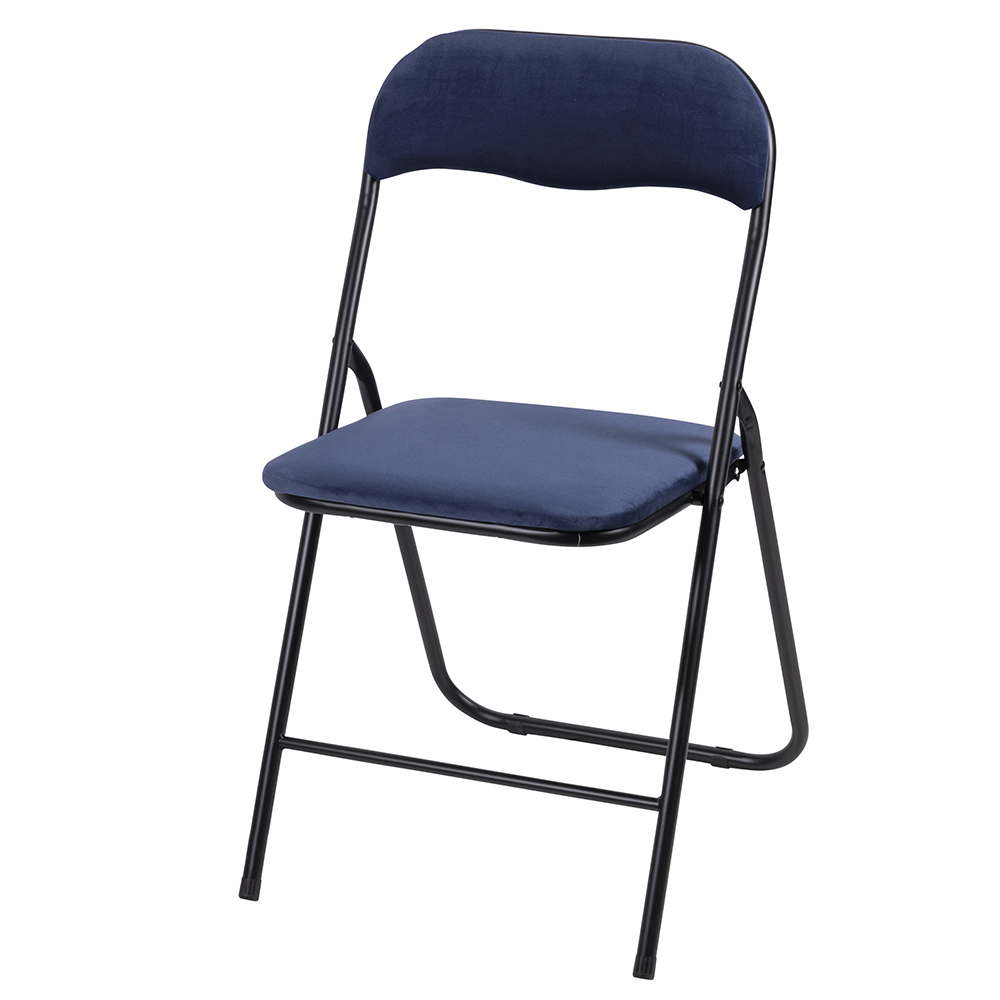 Sedia pieghevole effetto velluto blu