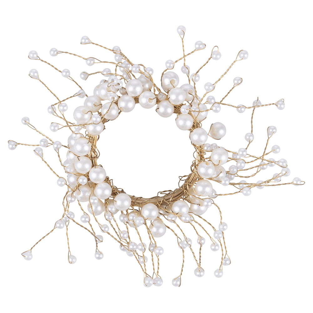 Anello porta tovagliolo con perle, colore oro e bianco