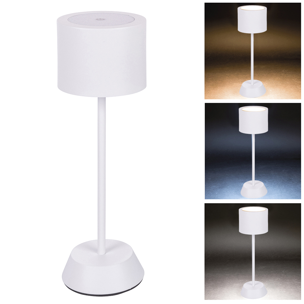 Lampada da tavolo touch ricaricabile, bianco, Aladina