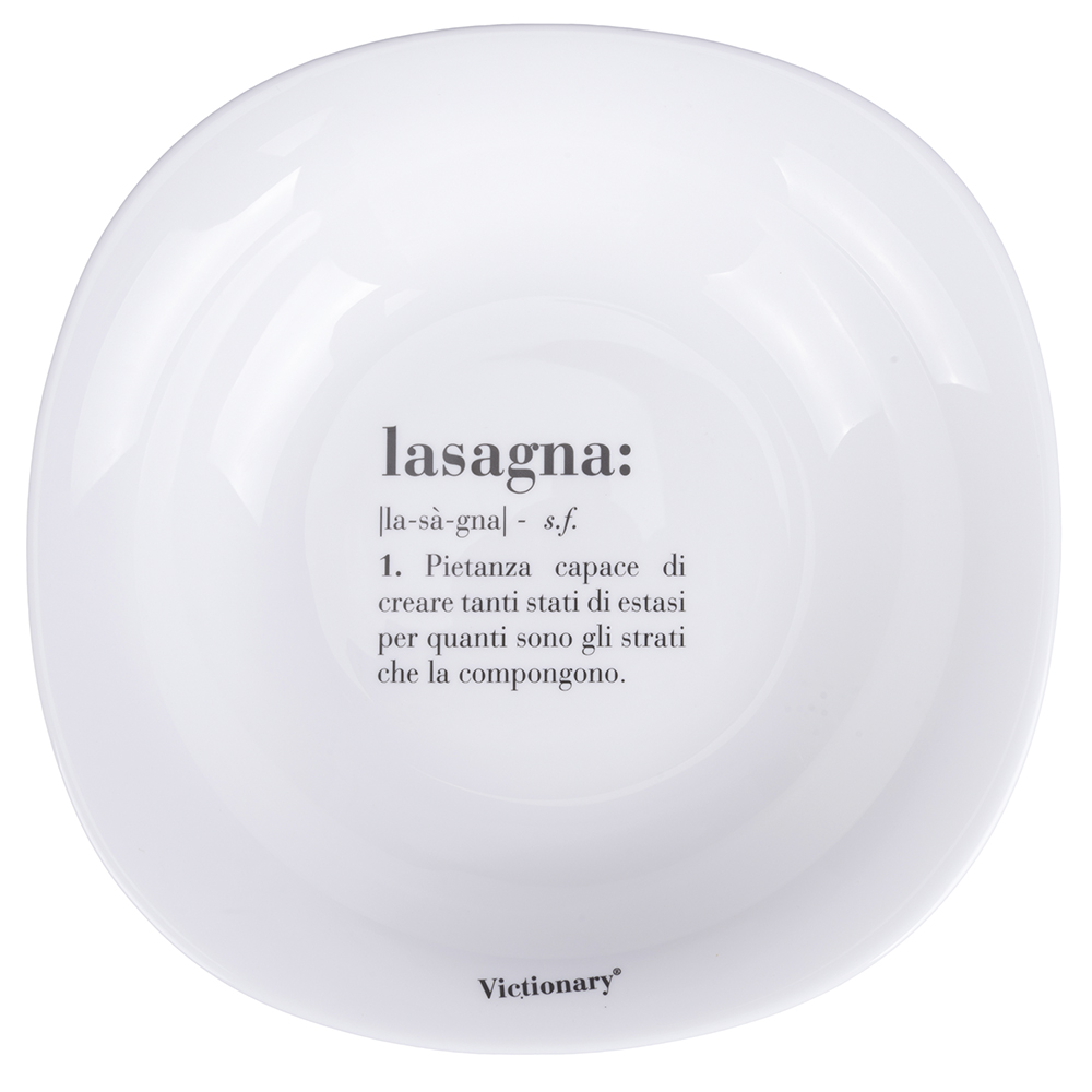 Piatto fondo quadrato in vetro opalino, bianco, Victionary Lasagna