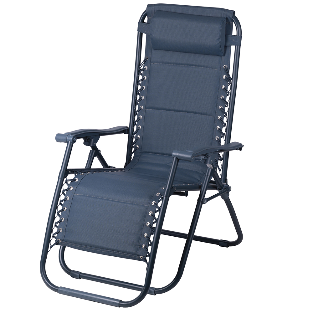 Sedia gran relax imbottita, reclinabile e richiudibile, blu, Rio Plus Esté