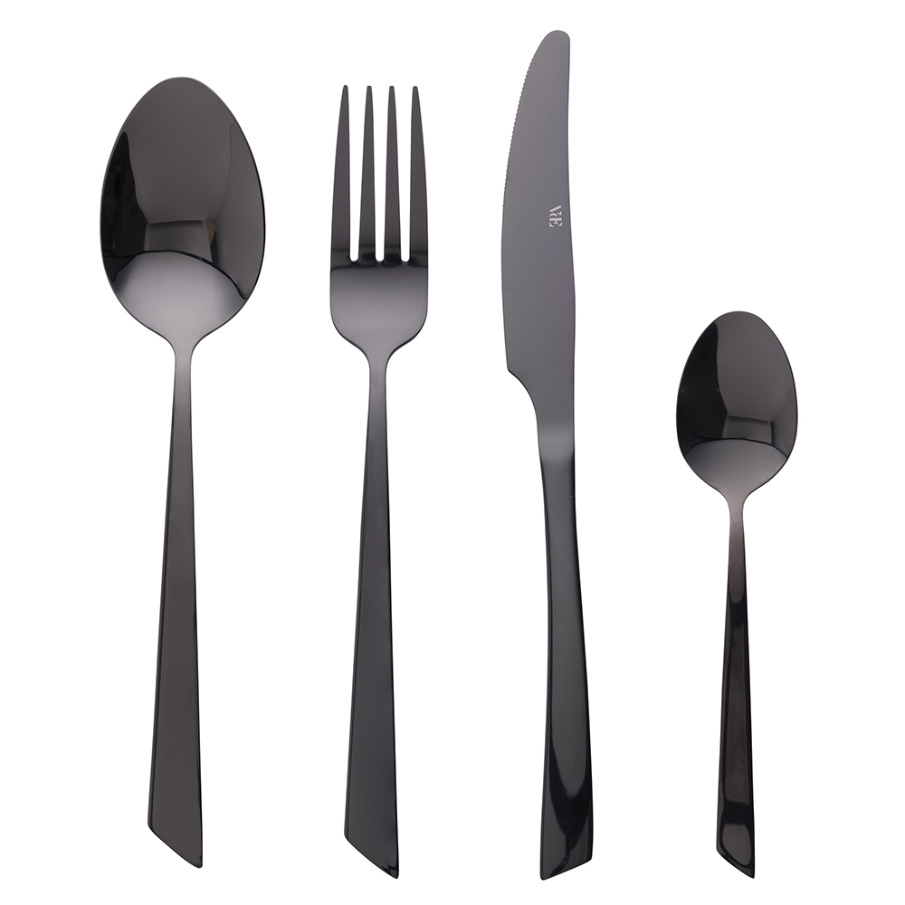 Set 24 posate, nero lucido, Cut