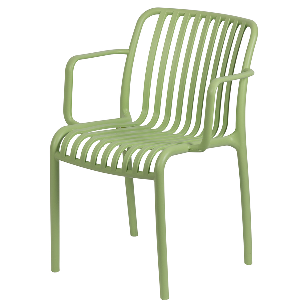 Sedia con braccioli in plastica pp, verde, Paris Esté