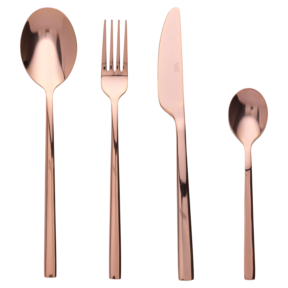 Set 24 posate in acciaio inox, copper lucido, Stylo