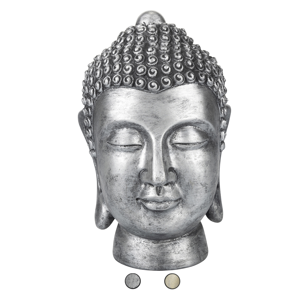 <p>Testa di Buddha decorativa grande in poliresina 15,8x14,7x23 cm, Sibilla</p>