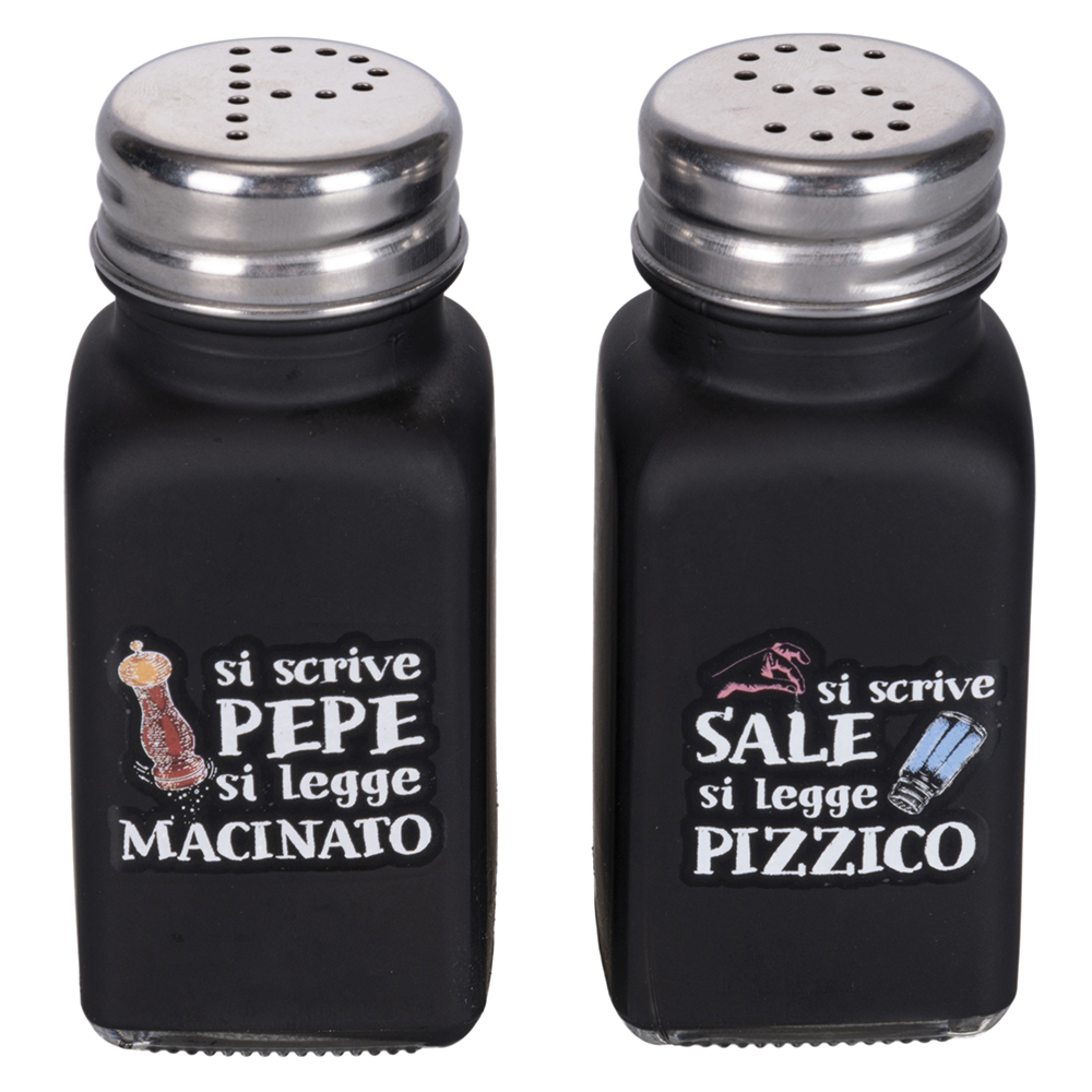 Portaspezie 75 ml in vetro nero, Si scrive si legge