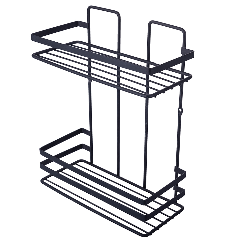 Mensola 2 ripiani in ferro 24x11x30 cm, nero satinato