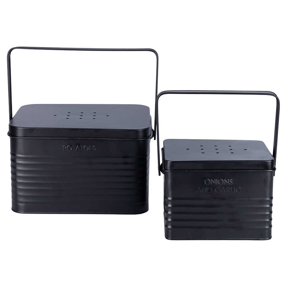 Set 2 contenitori patate, cipolle e aglio, Vintage