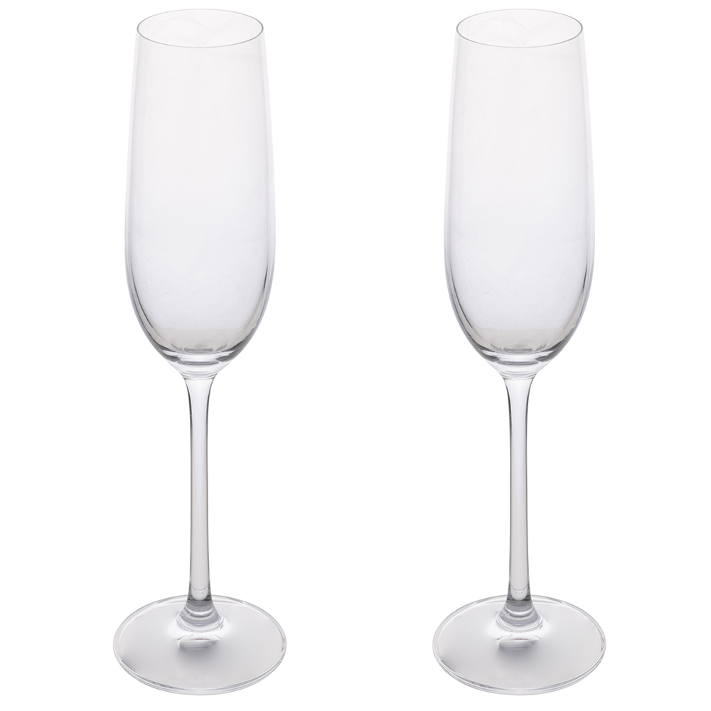 Set 2 flûte in vetro 250 ml, trasparente, Camille Sibilla