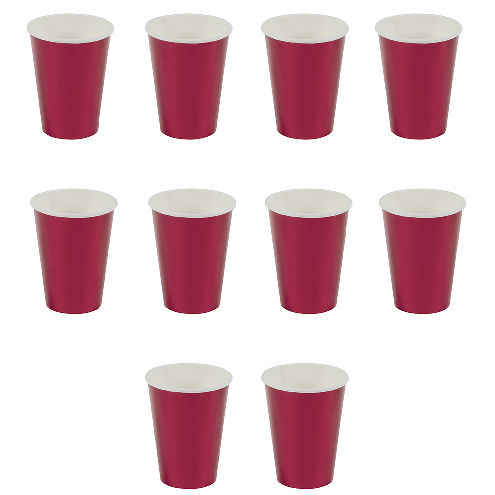 Set 10 bicchieri natalizi monouso, rosso metallizzato, Santa's House