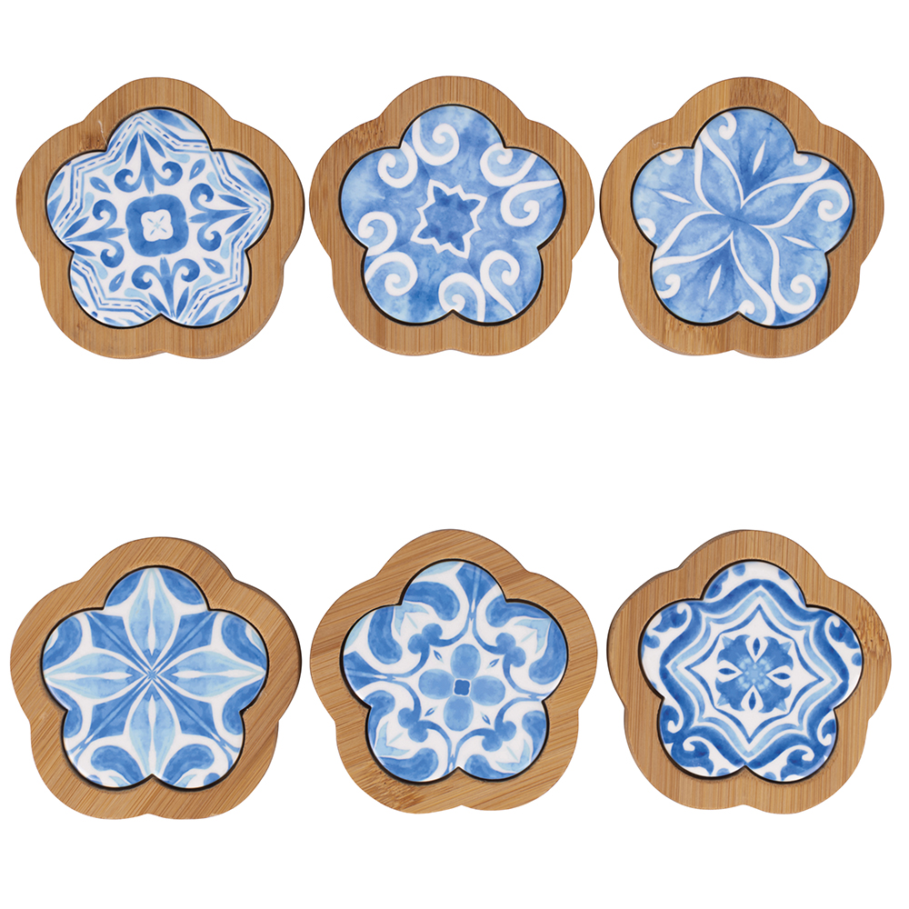 Mattonella decorativa fiore Ø7,5x0,7 cm, Aquazul