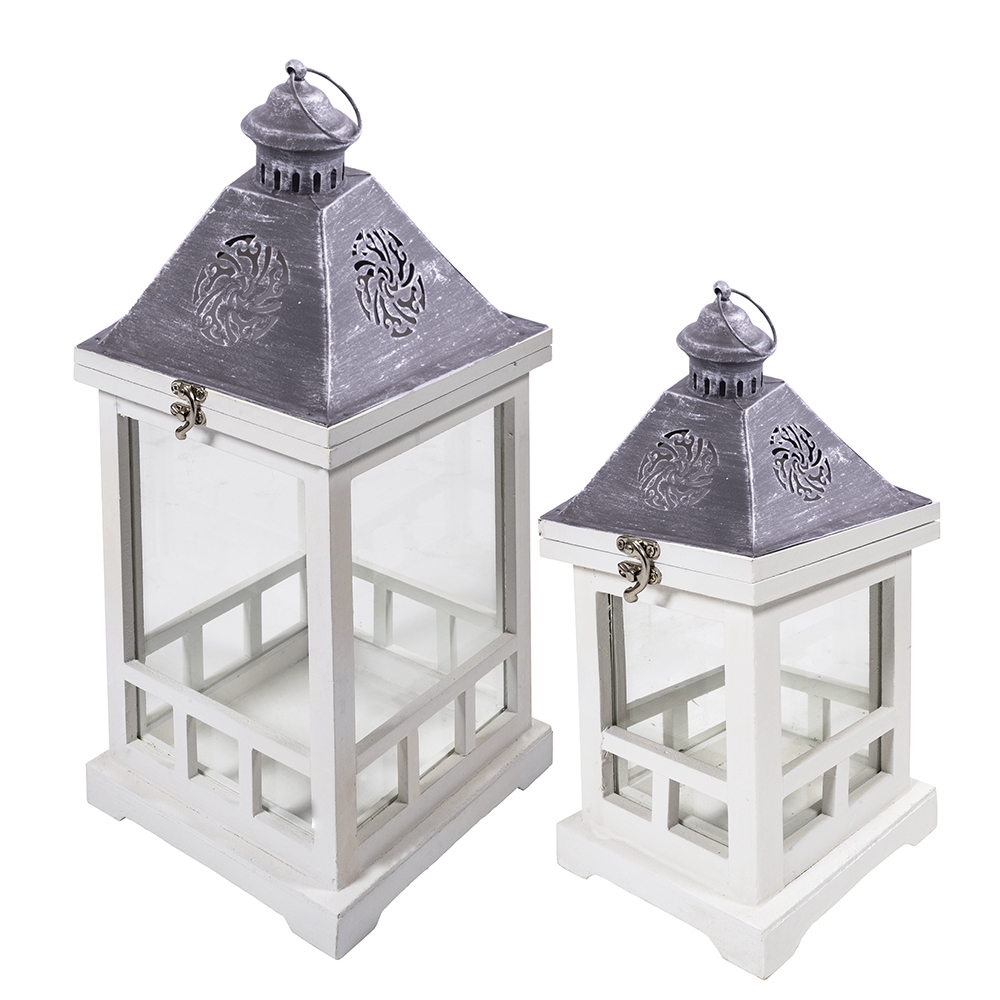 Set 2 lanterne decorative, grigio e antracite, Sibilla