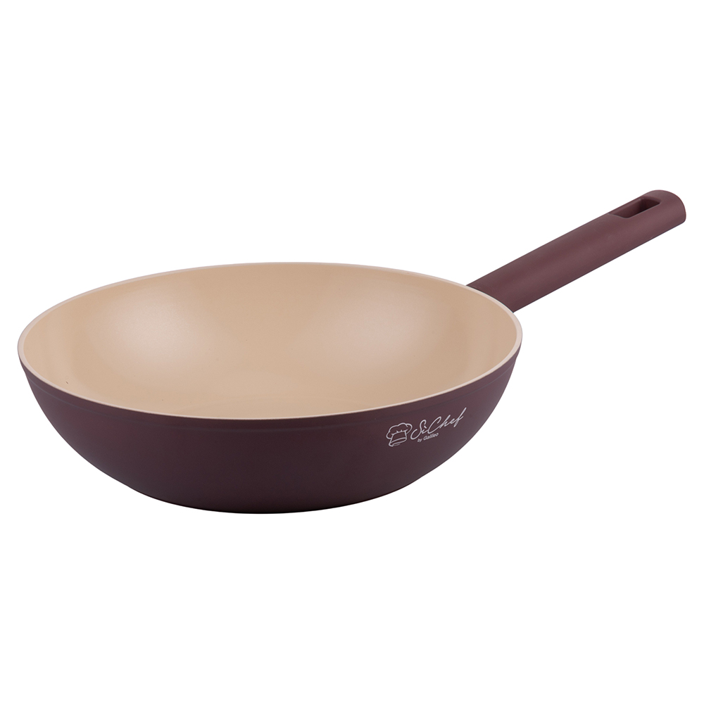 <p>Wok/Saltapasta 28 cm, rivestimento in ceramica, induzione, Tropea SìChef</p>