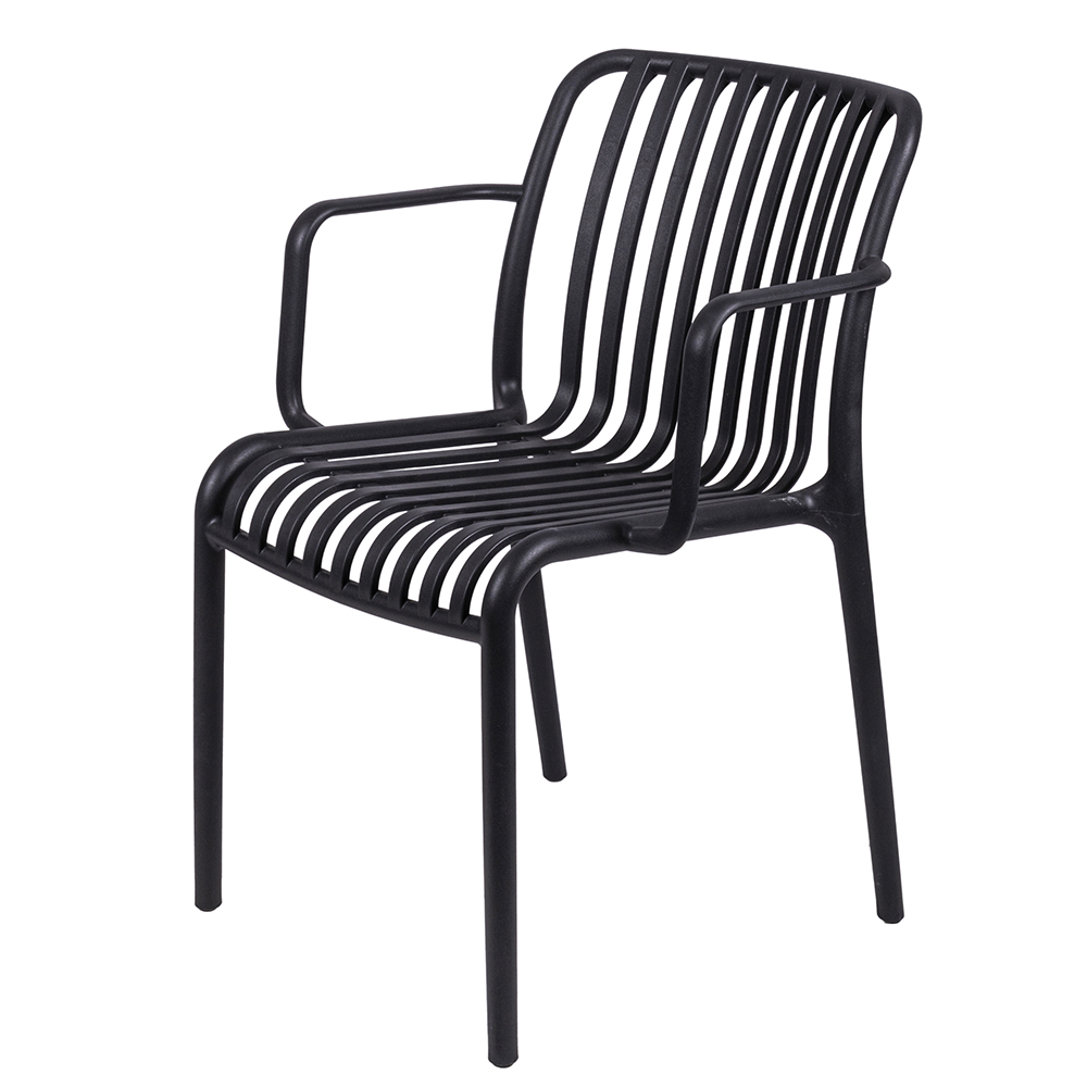 Sedia con braccioli in plastica pp, nero, Paris Esté