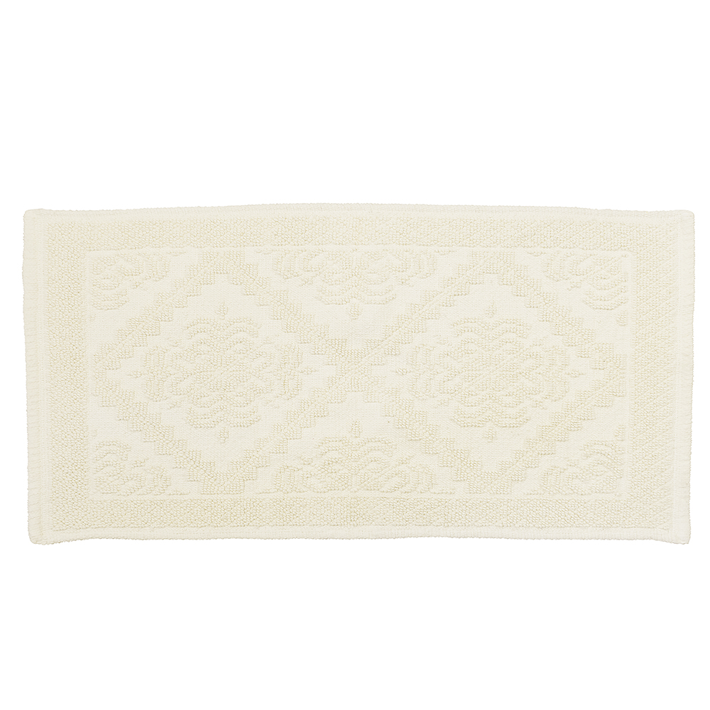 Tappeto bagno avorio 60x130 cm in 100% cotone, Sibilla