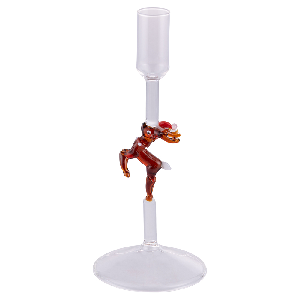 Porta candela natalizio in vetro borosilicato, base renna 3D, Xmas