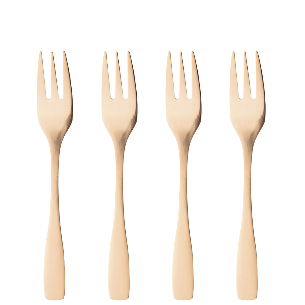 Set 4 forchettine dessert oro satinato, Manhattan Sibilla