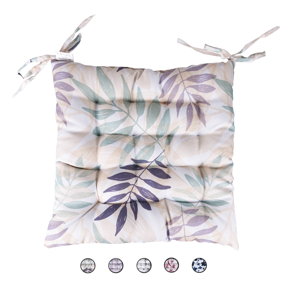 Cuscino sedia floreale con laccetti 40x40 cm, Fleurs