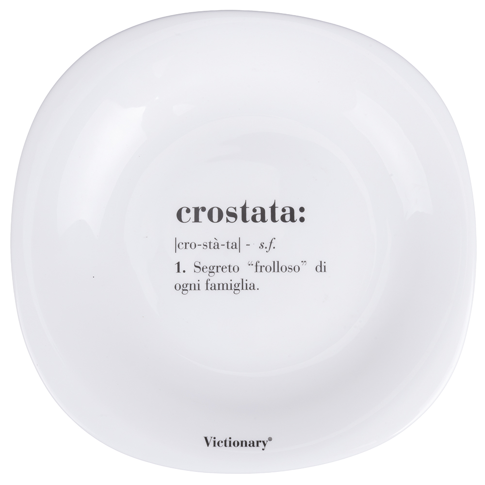 Piatto frutta quadrato in vetro opalino, bianco, Victionary Crostata