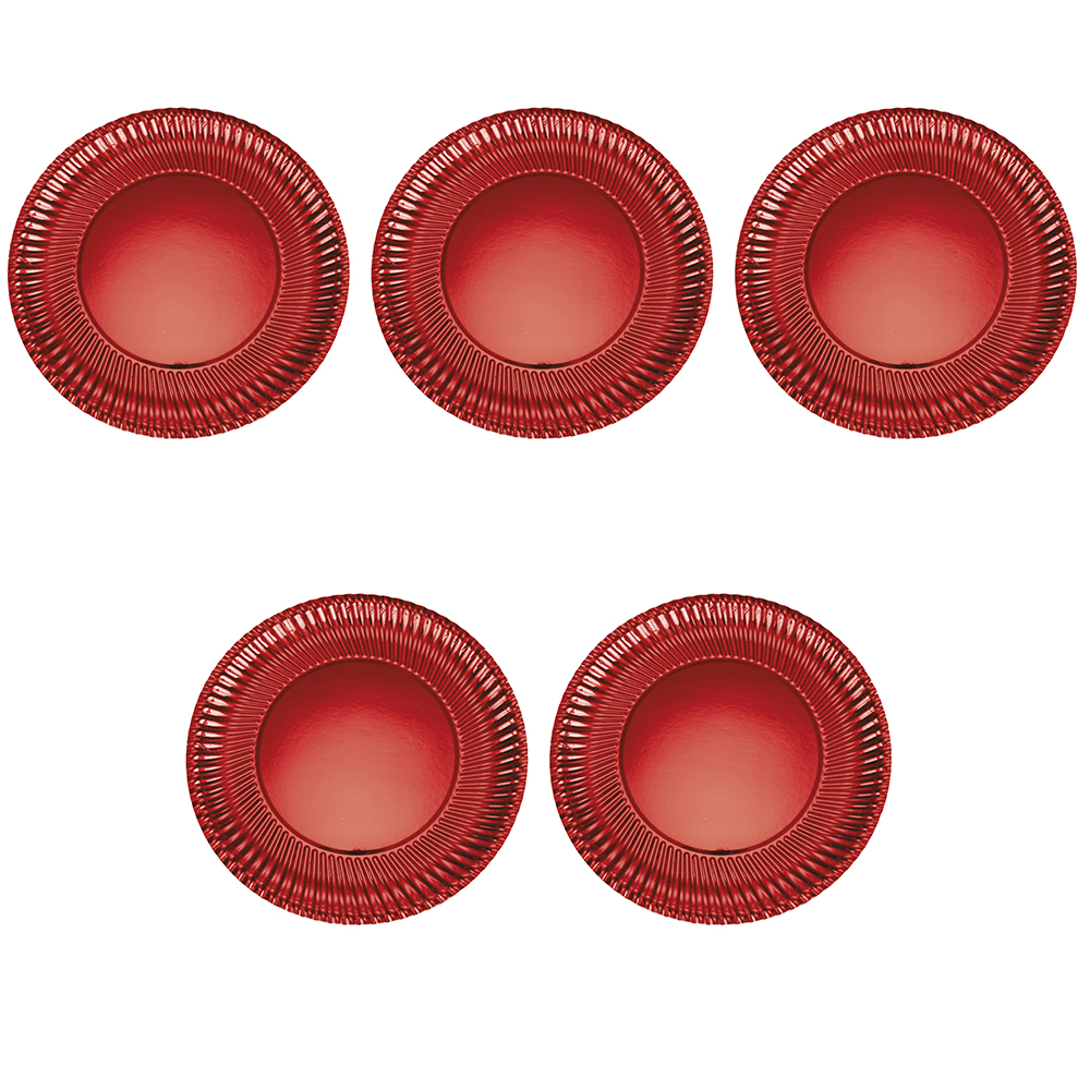 Set 5 piatti piani monouso rossi, Santa's House